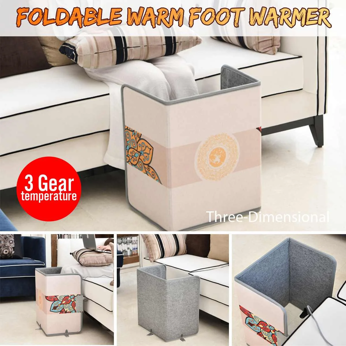 

Big Foot Warm Heating Pad Household Foot Warmer Heater Electric Heating Foldable Warm 3 Speed Foot Switch Office Home 180W
