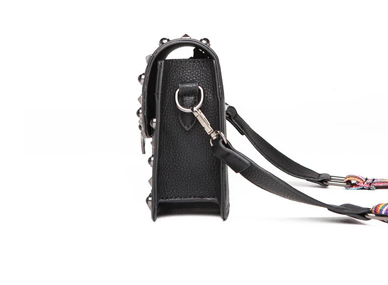 عالية الجودة بو الجلود النساء Crossbody أكياس الأزياء برشام تصميم حقائب كتف اللون حزام حقائب سيدات 2019 بولسا الأنثوية