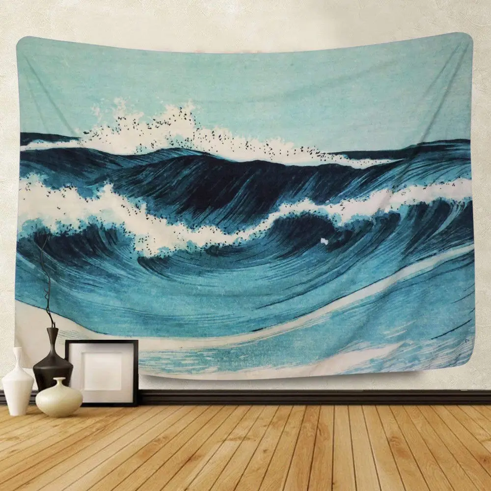 

New Indian Tapestry Blue Ocean Sea Marble Tapestry Wall Hanging Hippie Abstract Boho Tapestry for Bedroom Living Room Dorm
