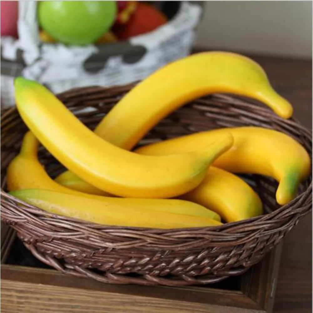 

6 Pcs Artificial Bananas Decorative Plastic Fake Yellow Fruit Banana Decor Plastic + Foam Fruit for making photography props