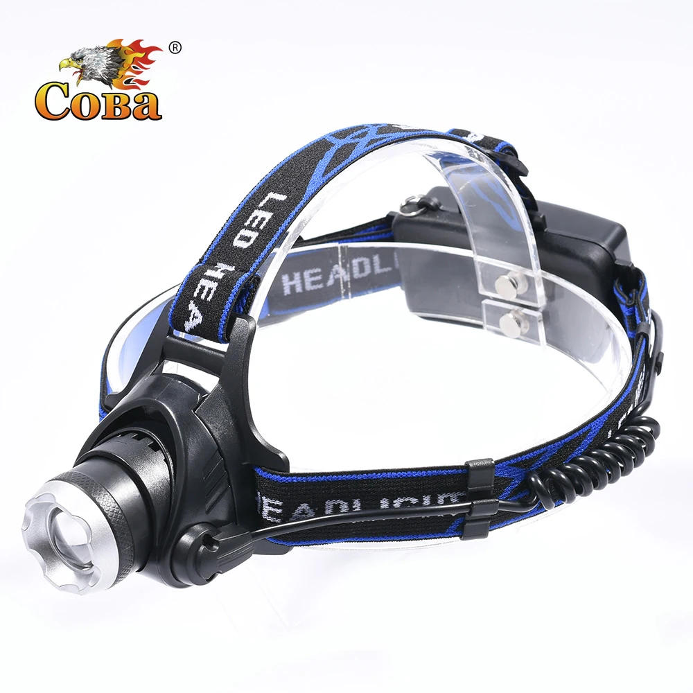 

Coba led head lamp super bright headlight use 18650 battery rechargeable with back light zoomable flash light waterproof lights
