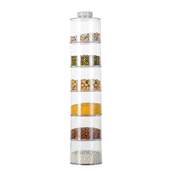 

6Pcs/Set Spice Jar Pepper Shaker Box Spice Tower Herb & Spice Tools Transparent Seasoning Cans Kitchen Rack Condiment Bott