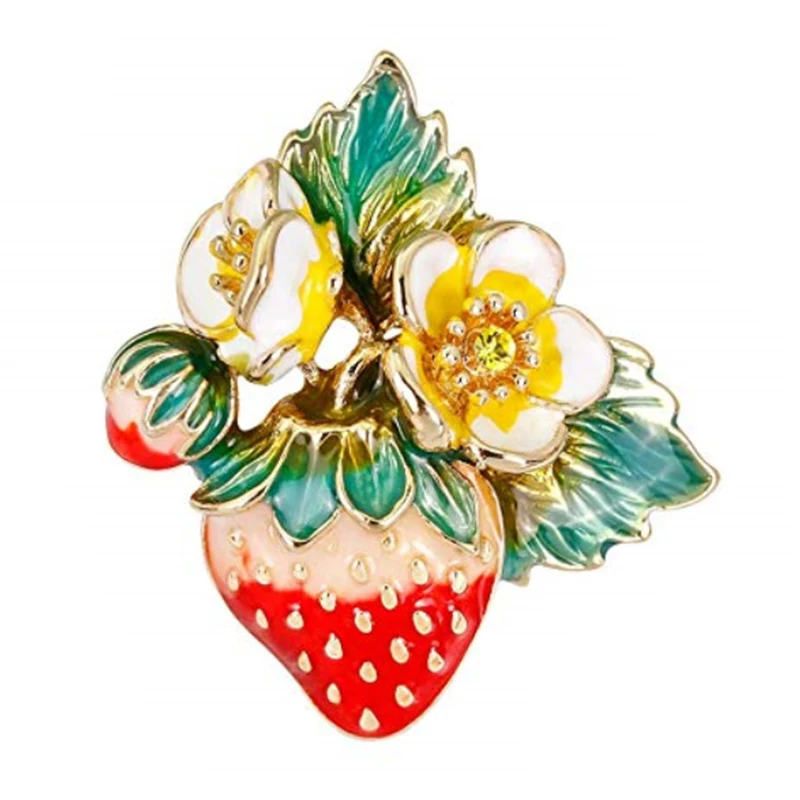 Fruit Strawberry Brooch Vintage Woman Fashion Pin Jewelry Brooch