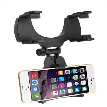 

Durable 360 Degrees Rotation Adjustable Holding Width Universal Mobile Phone GPS Holder Black Car Rearview Mirror Stand Holder