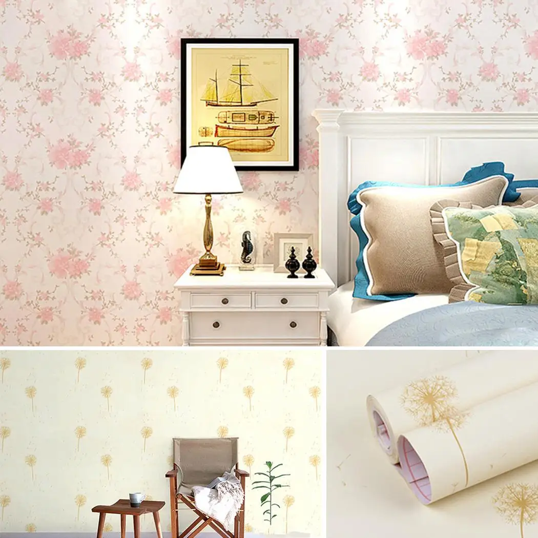 

Modern Fashion Wall Decoration Waterproof Self-adhesive Home, Hotel, Book Store, Cafe, etc Floral Wallpaper