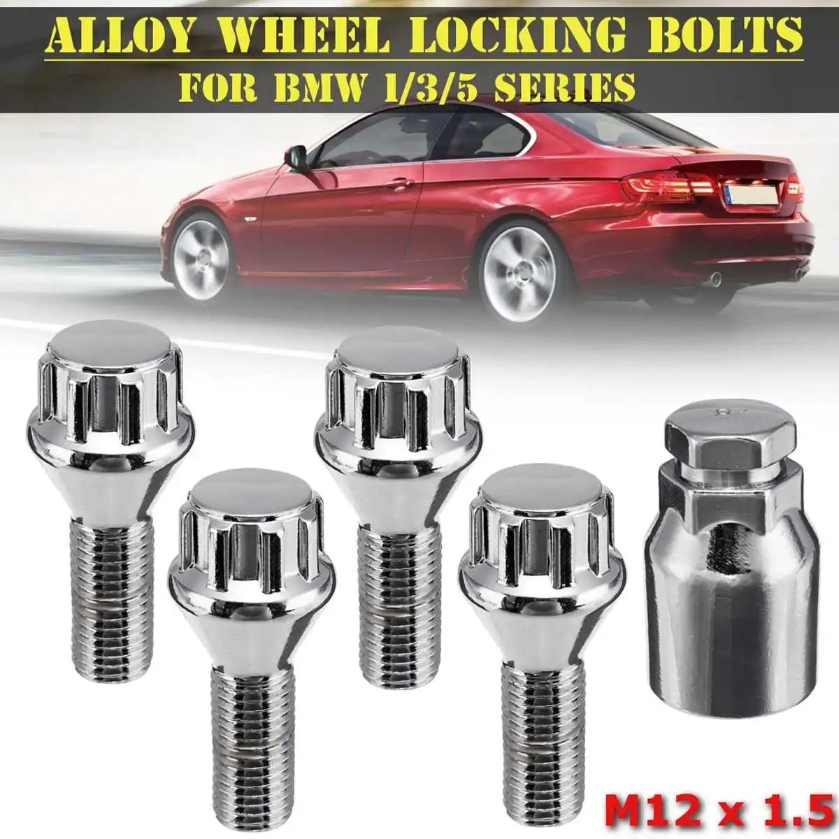 

1 Set M12 x 1.5 4+1 Aluminum Alloy Wheel Lock Bolt Tire Anti-theft Screws Nut For BMW E30 E36 E46 E90 2003-2013