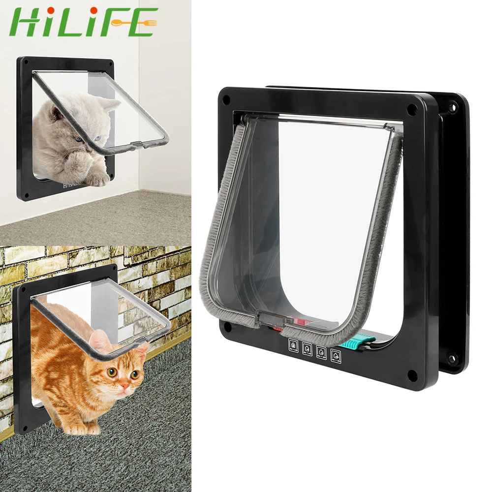 

HILIFE Animal Small Pet Cat Dog Gate Door Security Flap Door 4 Way Lockable Dog Cat Kitten Door Pet Supplies