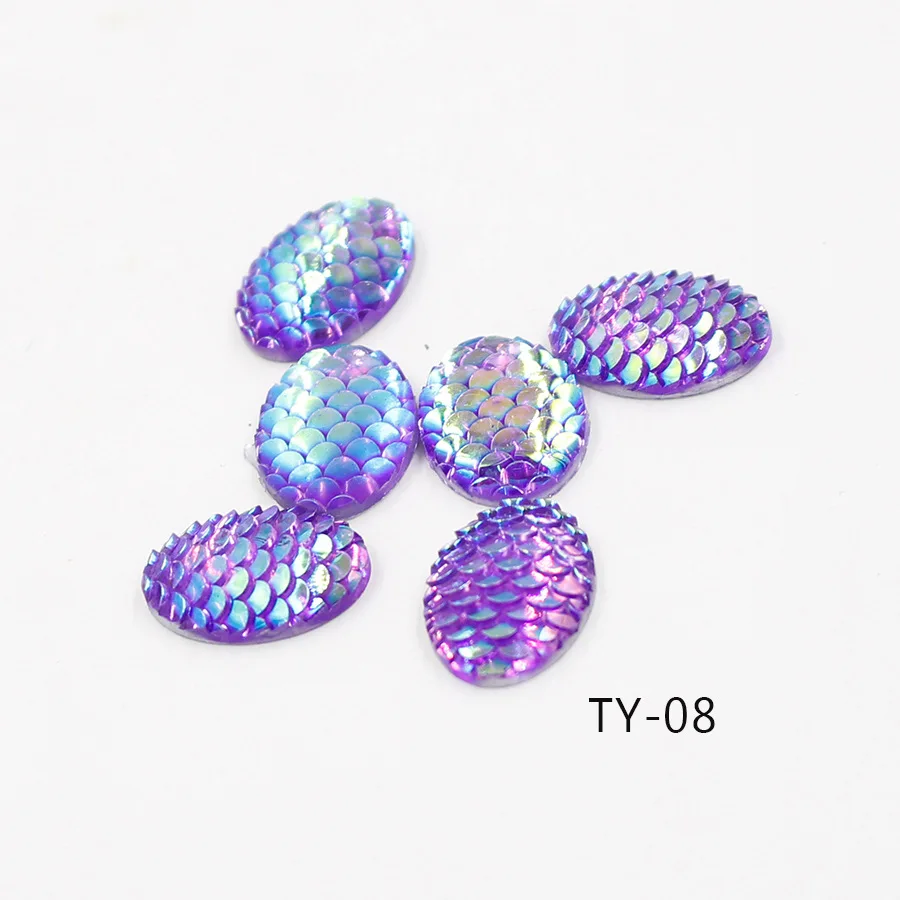 

New Fashion 20pcs 13*18mm Mix AB Colors Fish Scale Style Flat back Resin Cabochons For Bracelet Earrings Jewelry accessories