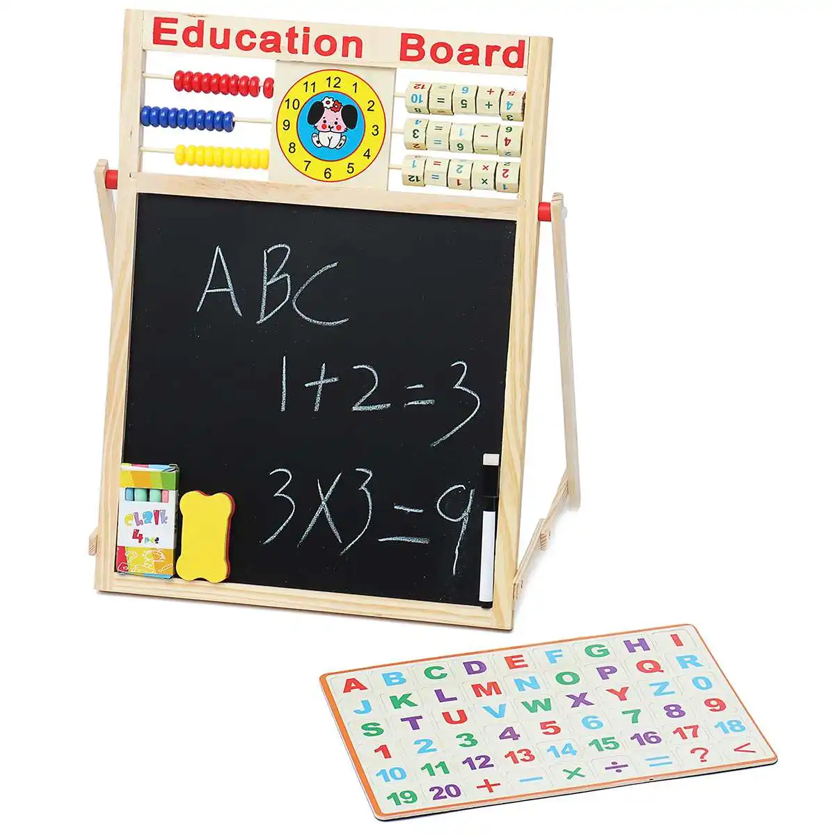 2 в 1 деревянная доска набор для рисования детей доска для заметок Алфавит Номер магнит Мел Ручка Дети подарки складной
