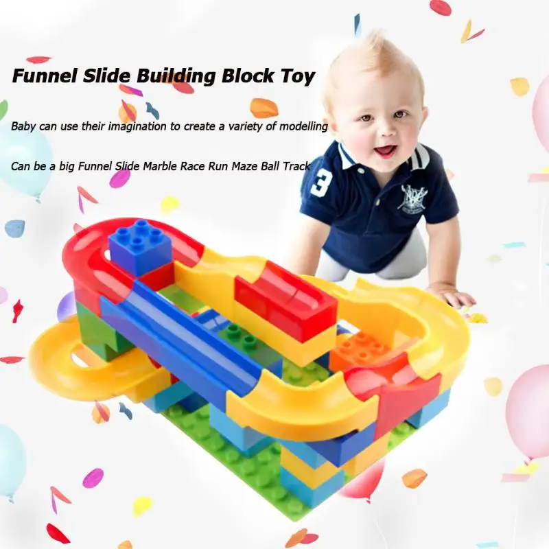 

Marble Race Run Maze Ball Track Plastic Building Blocks Funnel Slide Big Size Building Brick Soft Blocks Kid Toys Educational