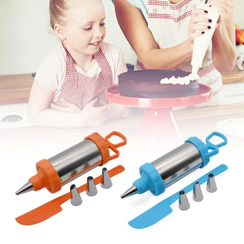  4pcs Nozzle Tip Scraper Metal Cake Cupcake Decorative Pastry Icing Piping Syringe Spatula