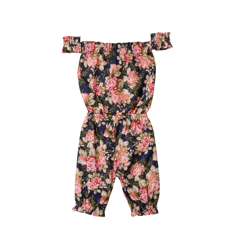 

Trendy Toddler Baby Girls clothes Floral print off shoulder cotton lovely Romper kids sleeveless newborn Jumpsuit one pieces