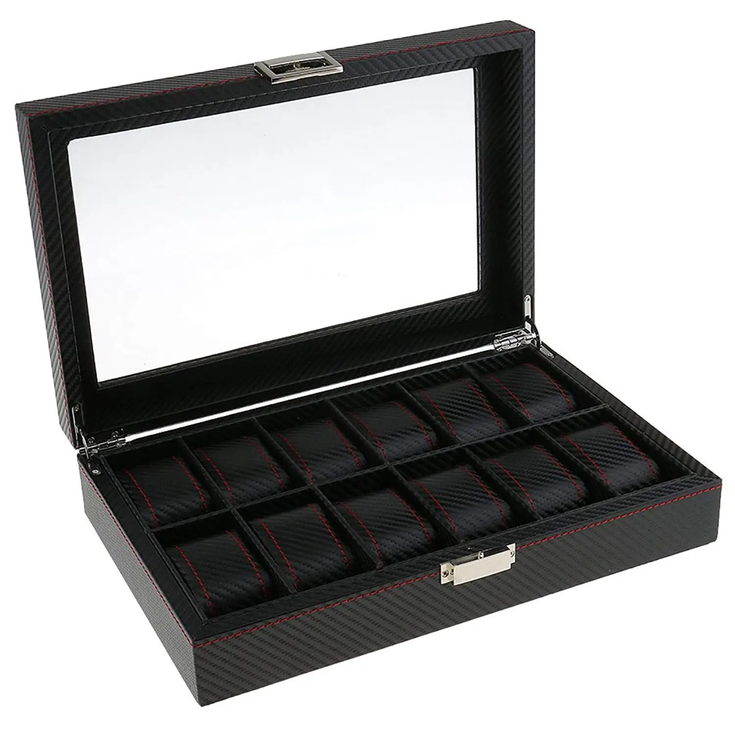 

Fashion Jewelry Display Case Jewelry Storage Box 12 Slots - Black