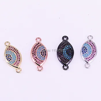 

15Pcs CZ Micro Pave Eye Connector for Bracelet Necklace, Cubic Zirconia Connector Jewelry Findings