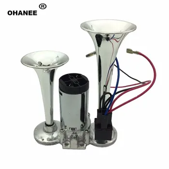 

OHANEE 12v Air Horn Compressor Powerful Durable claxon moto klakson for Car Boat Truck Dual Tone Trumpet Ultra Loud Kit