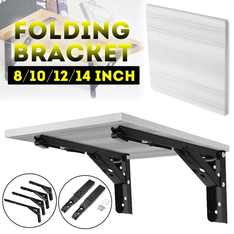 

2PCS Black Triangle Folding Angle Bracket Heavy Support Adjustable Wall Mounted For Bench Table Shelf Bracket Furniture Hardware
