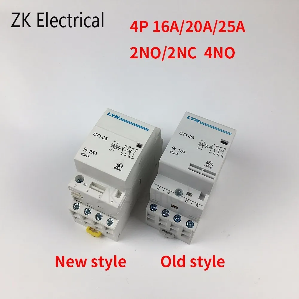 

CT1 4P 16A 20V 25A 220V/230V 50/60HZ Din rail Household Modular ac contactor Module 4NO 2NO/2NC for Home Hotel Resturant