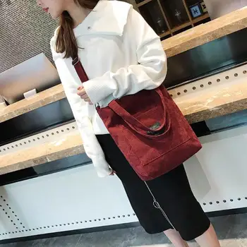 

Women Corduroy Zipper Shoulder Bags Female Handbags Tote Ladies Canvas Messenger Corssbody Bag Shopping Bag For Girls