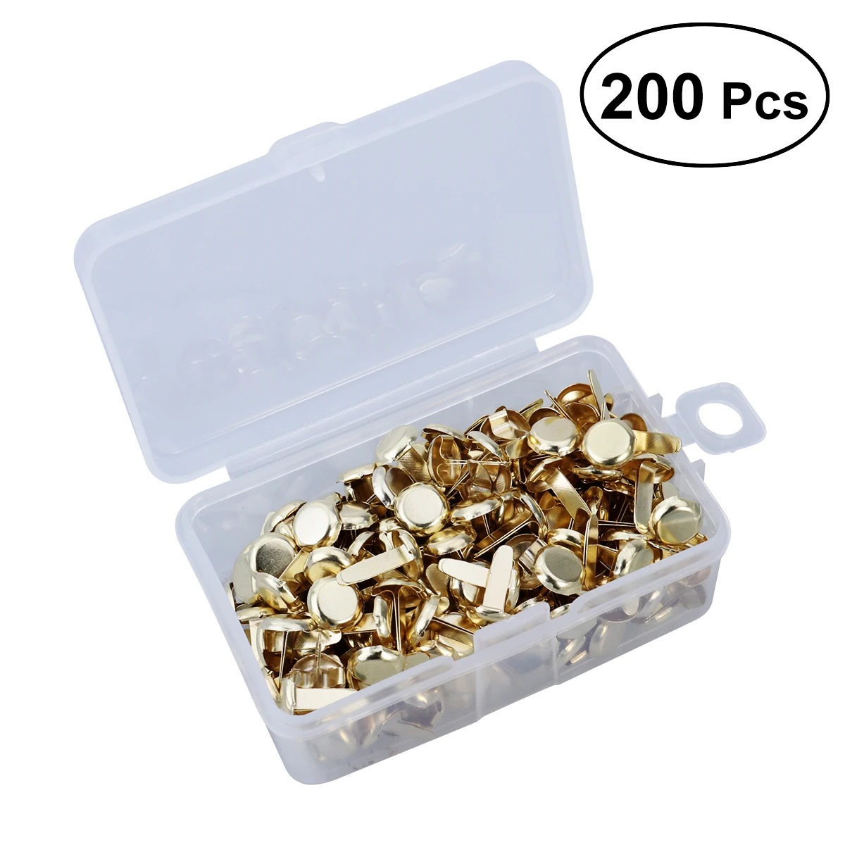 

200pcs Paper Fasteners Brass Plated Brads Round Metal Brads with Storage Box for Crafts DIY(Gold)