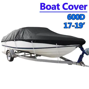 

Heavy 17-19ft Beam 96inch Trailerable 600D Marine Grade Boat Cover Waterproof UV Protected Black Boat Accessories
