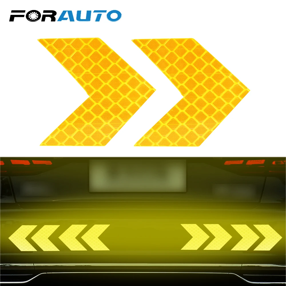 FORAUTO 2 шт./компл. Светоотражающая наклейка для автомобиля предупреждающие надписи и рисунком стрел для автомобилей и мотоциклов Хвост Бар Бампер Стикеры предохранителем и универсальным питанием-от источника переменного или постоянного тока