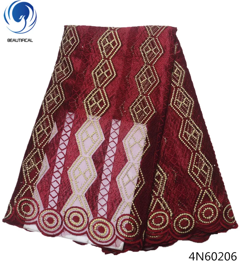

Beautifical net lace fabric lace material for dress french lace in switzerland high quality 2018 for wedding wine red 4N602
