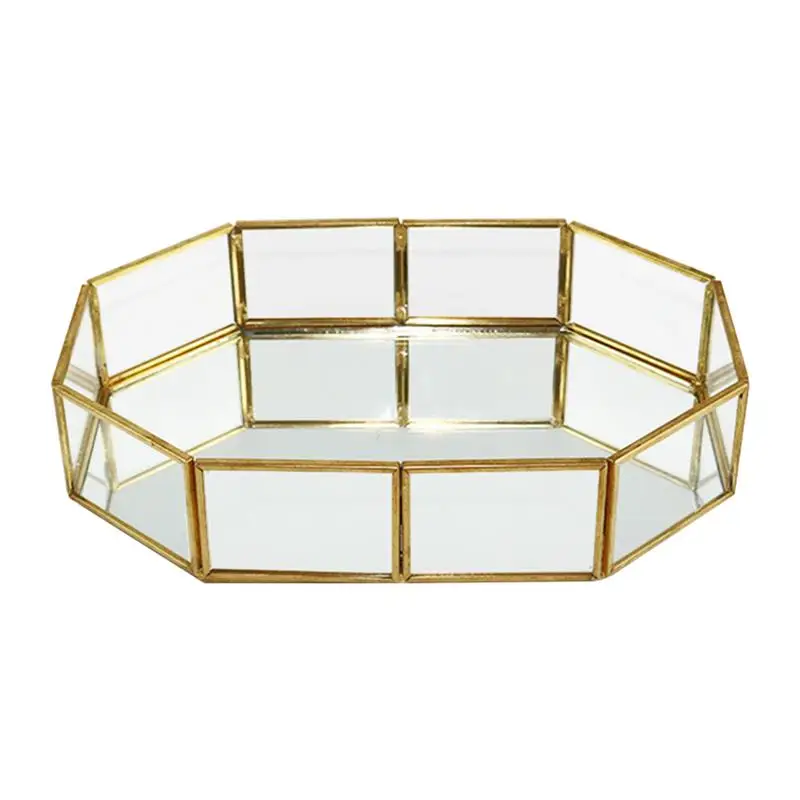 1pc Ornate Glass Cosmetic Organizer Tray Dresser Dish Display