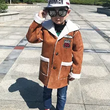 Детская одежда для мальчиков; одежда с хлопковой подкладкой; зимнее шерстяное пальто в Корейском стиле; длинное пальто для детей