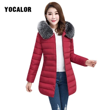 

6XL Plus Size Winter Faux Fur Collar Long Cotton Coat Female Autumn Warm Quilted Jacket Women Parka Overcoat Outerwear Hooded