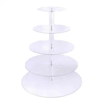 

5 Layers Round Acrylic Cake Cupcake Display Stand Tray for Birthday / Anniversary / Wedding (Transparent)