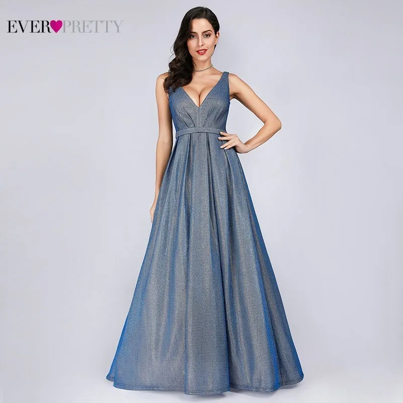 

Blue Long Prom Dresses 2019 Ever Pretty A-Line V-NEck Sleeveless Elegant Formal Women Party Gowns Vestidos Largos De Fiesta 2019