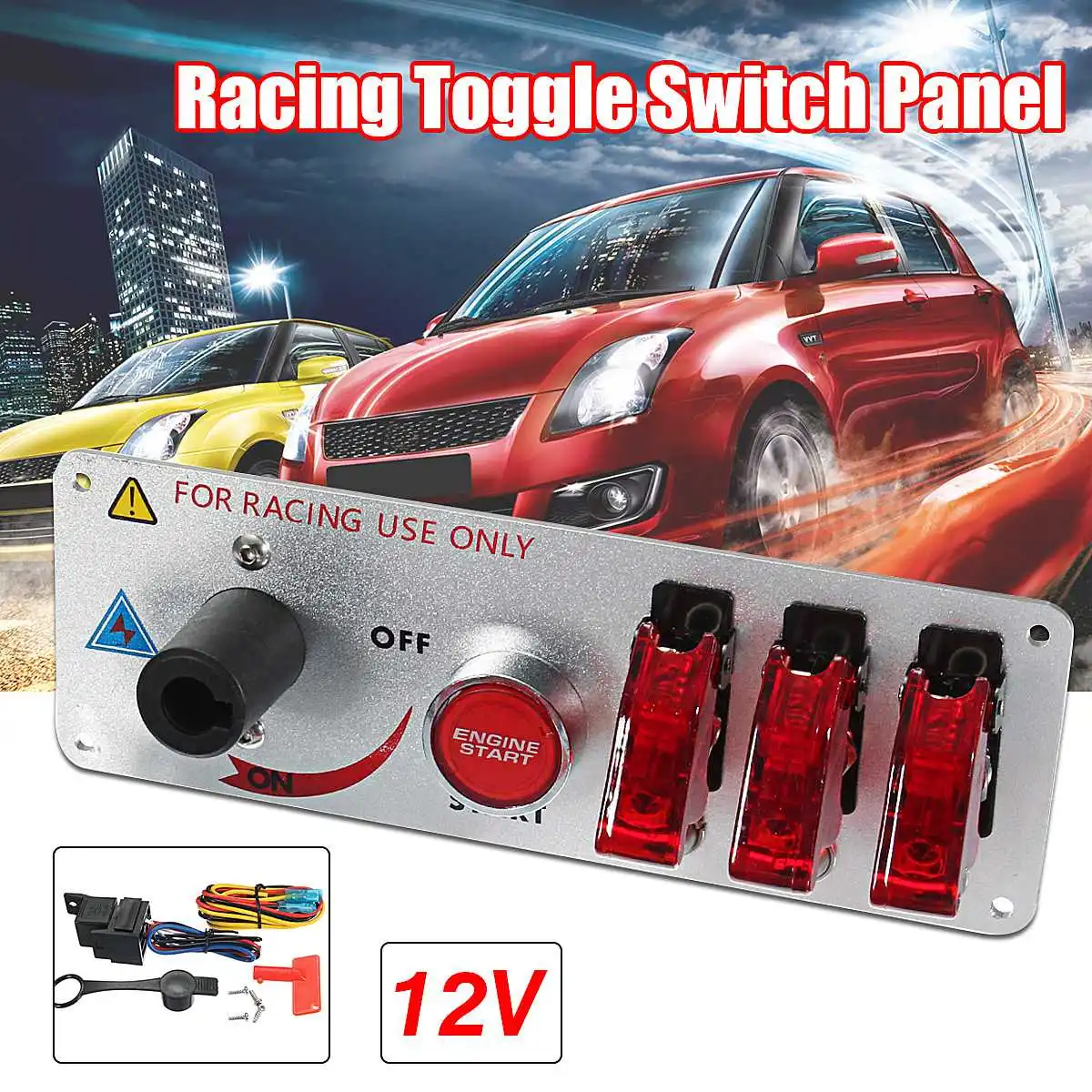 

Auto LED Racing Toggle Switch Panel Universal Car On-off Switch Start Push Button Switch for 12V Power Speediness & Racing Cars