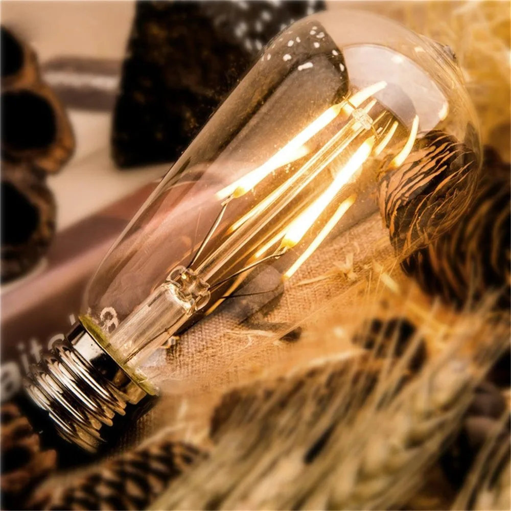 

Vintage LED Edison Bulb E27 Dimmable ST64 8W/6W/4W 2200K/2700K LED Filament Light Bulb, 60W Incandescent Equivalent