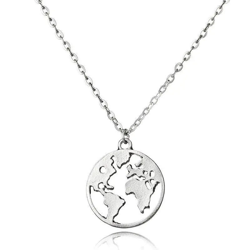 

New style World Globetrotter Necklace Earth World Map Necklace Globe Wanderlust gift Classic Popular Simplicity Ornaments
