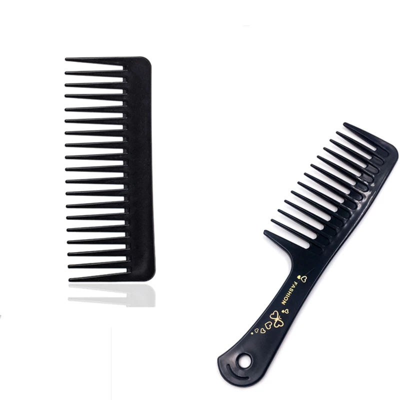 

2 Types New Portable Black Wide Tooth Comb Black ABS Plastic Heat-resistant Large Wide Tooth Comb For Hair Styling Tool