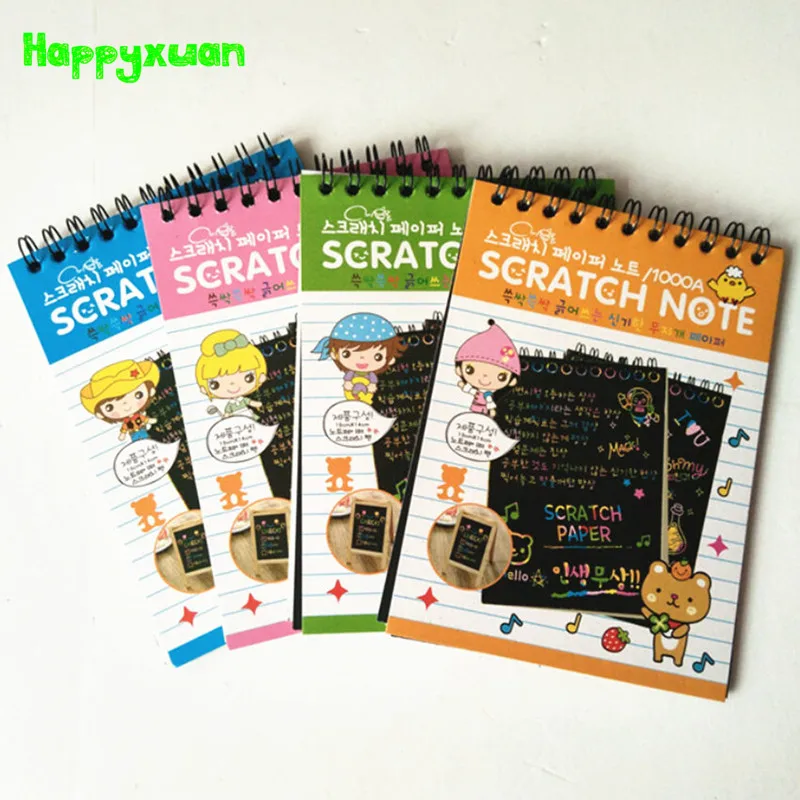 

Happyxuan 10 sets/lot 14*10cm Magic Scratch book Scraping Art Drawing Children Baby Doodle Toys