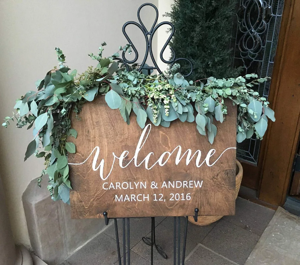 

Wood Plaque Welcome to Our Wedding Sign,Rustic Personalized Wedding Welcome Sign With Name & Date,Wedding Party Entrance Sign