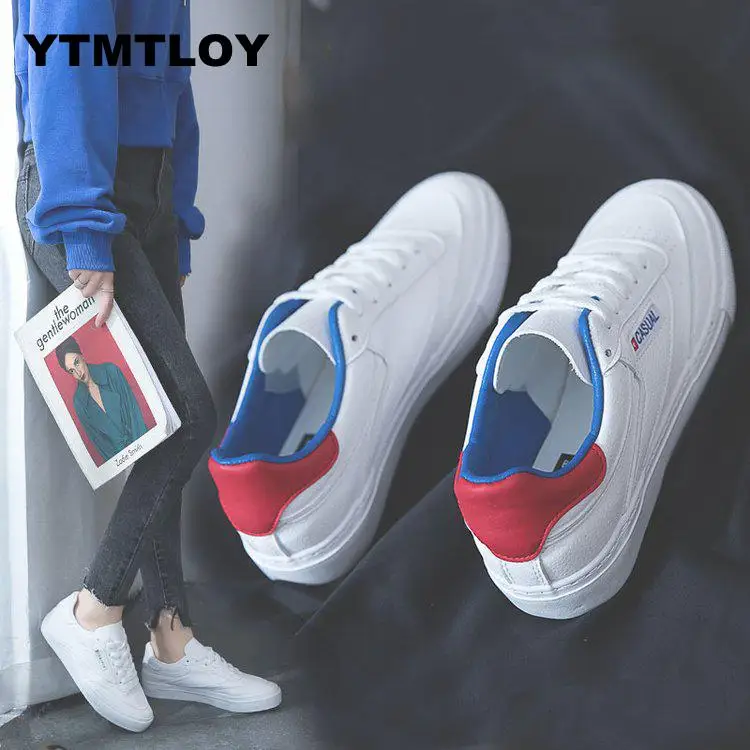 

2019 Women Fashion Vulcanized Shoes Tenis Feminino Zapatos De Mujer Slimming White Sneakers Casual Breathable Mixed Colors E6