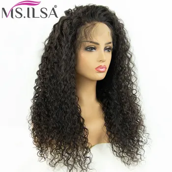 

250% Density Curly Full Lace Human Hair Wig Glueless Natural Color Human Hair Pre plucked Remy Hair Wigs For Black Women MS.ILSA