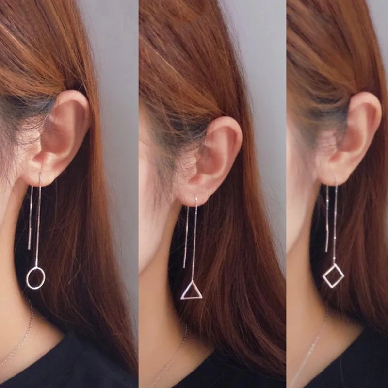 

Hot Sale 1pair Geometric Tassel Chain Earrings Heart Star Pendant Long Earrings For Women Boucle D'oreille Femme