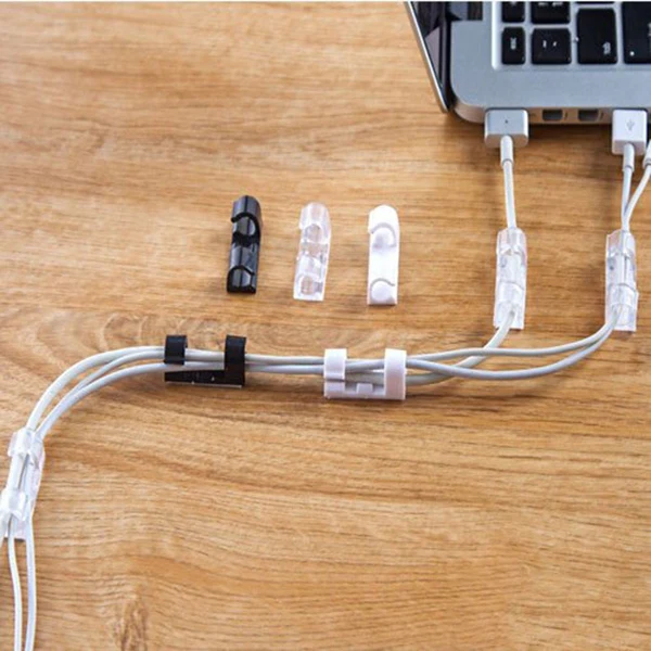 

40pcs/lot white Plastic Wire Fixing Clamp Clip cable clamps with self-adhesive backing adjustable Cable Organizer Wire Storage