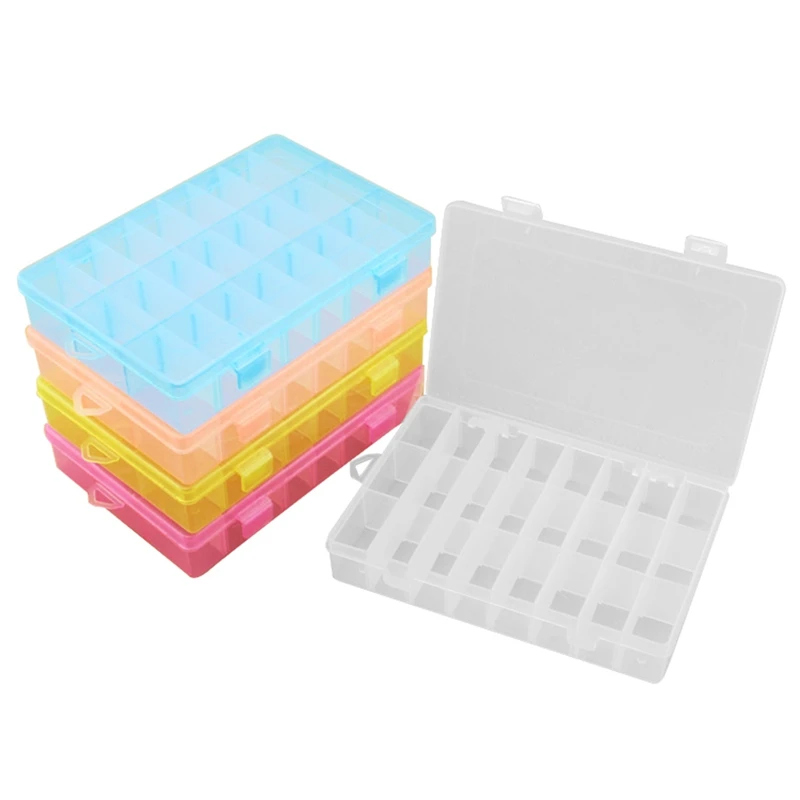 

5Pcs/Set 24 Compartment Slot Storage Box Practical Adjustable Plastic Case For Bead Rings Jewelry Display Organizer Storage Bo