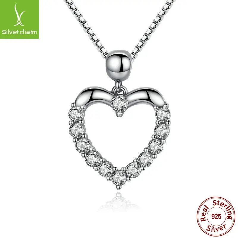 

925 Sterling Silver Shining AAA Cubic Zirconia Heart Pendant Necklace Fashion Jewelry for Women Scn025