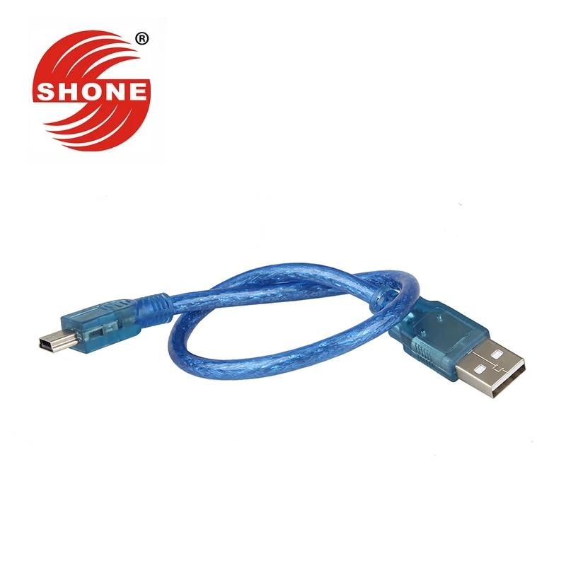 

Mini mini USB to USB data cable T-port mini 5P cable 0.3m USB2.0 transparent blue line