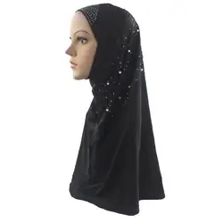Мусульманский хиджаб шарф Amira ручной работы жемчуг маленький бриллиант на спине ислам мягкий стрейч для женщин/девочек