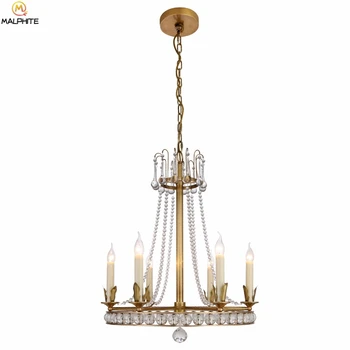 

Copper Luster Crystal Pendant Lamp American Restaurant Sconces Crystal Hanging Pendant Lamps Bedroom Living Room Luminaire Lamp