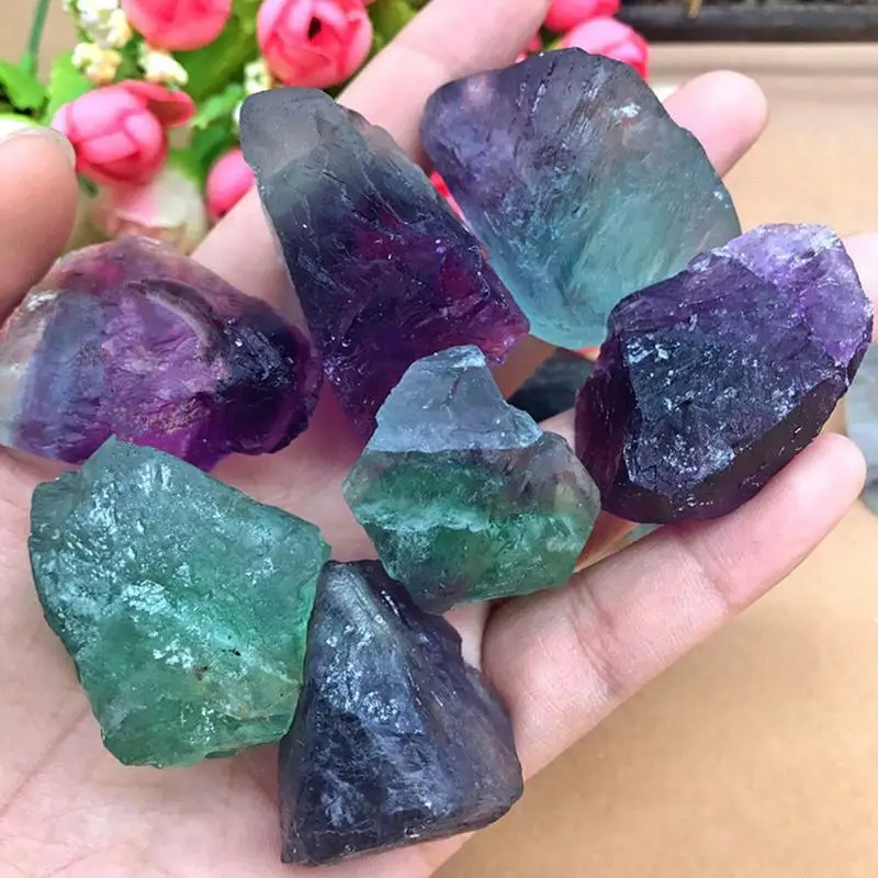 

100g Natural Fluorite Quartz Crystal Stone Ornament Original Stone Treatment Stone Point Healing Wand Household Decor 2-4.5M