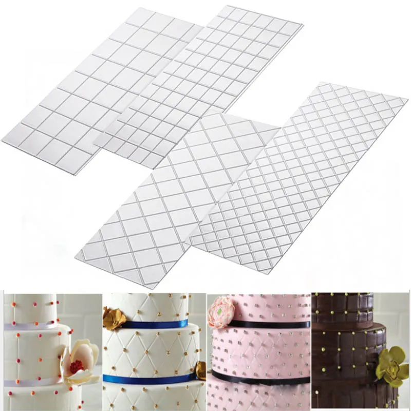 

4Pcs Transparent Cake Border Decorating Tools Gumpaste Stencil Plastic Cake Fondant Mold Pastry Accessories Bakeware Mould