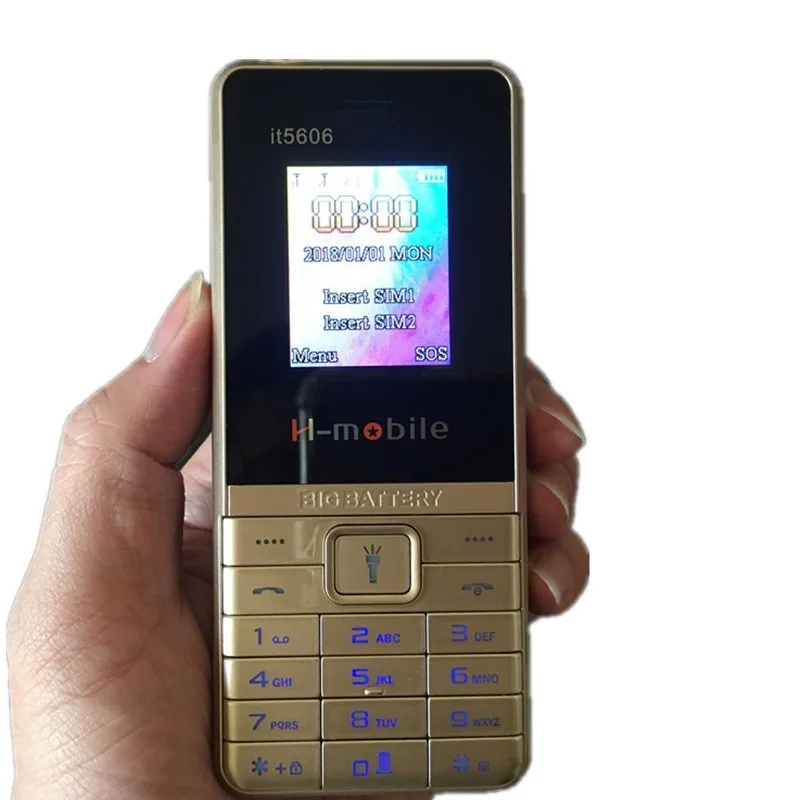 2019 Новый H-mobile IT5606 телефон Dual SIM основные большая клавиатура Quad Band WhatsAPP MP3 FM Bluetooth громкая Динамик 1,77 дюйма телефона