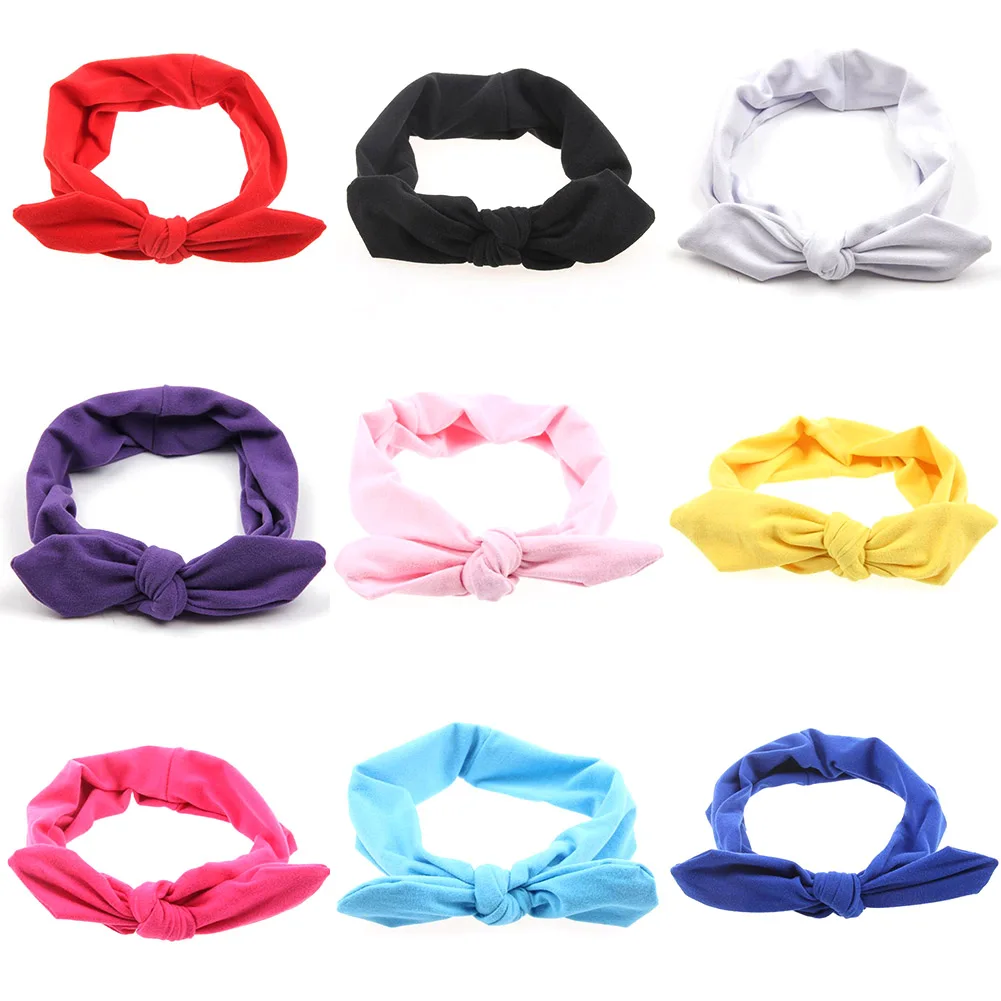 

Women's Knotted Bow Rabbit Ears Headbands Yoga Sports Elastic Hair Bands Turban Fashion Cute 10 Colors Pink Red Hair Accessories